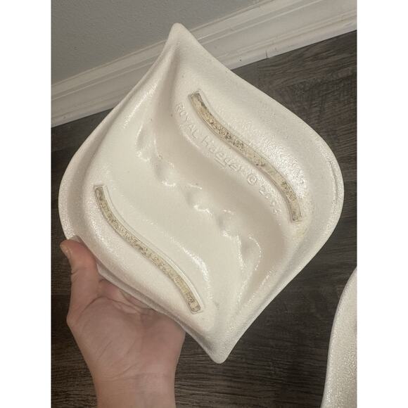MCM ROYAL HAEGER Lot (2) White Textured Finish ASHTRAYS Vintage USA Atomic - Picture 13 of 16